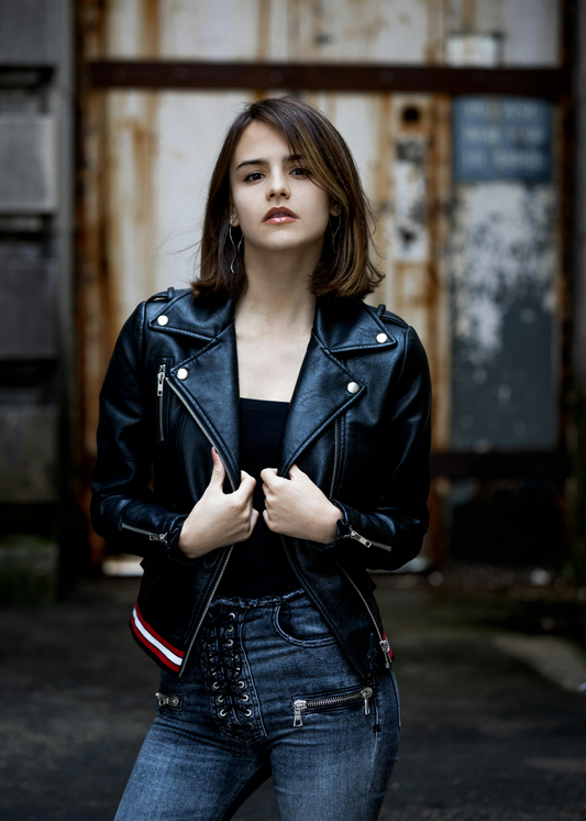 Classic Black Faux Leather Biker Jacket – Edgy & Timeless