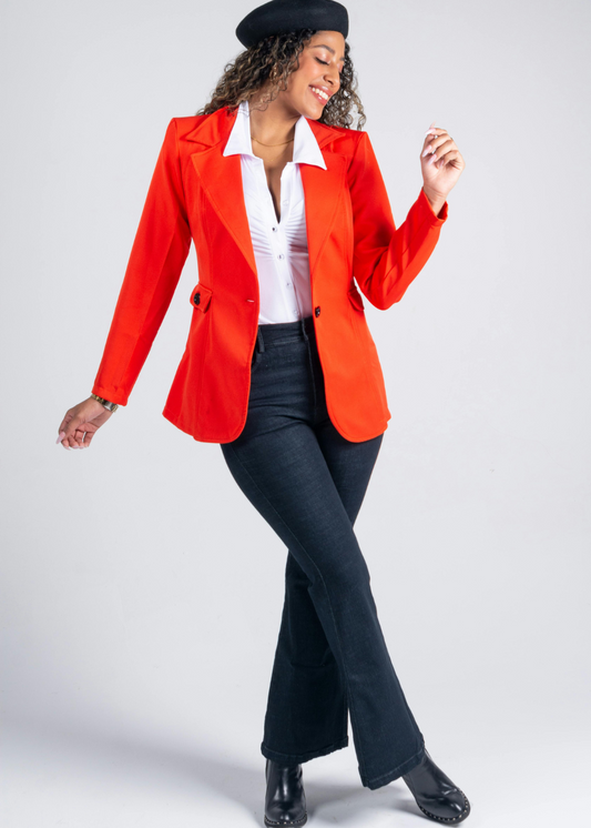 Bold Red Tailored Blazer – Power & Elegance